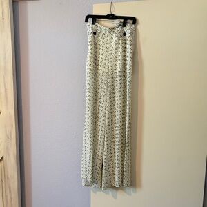 Forever 21 Cream Anchor-Print Wide Leg Pants